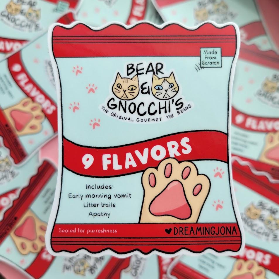 Nine Flavors of Toe Beans | Funny Cat Sticker Decal for Cat Lovers