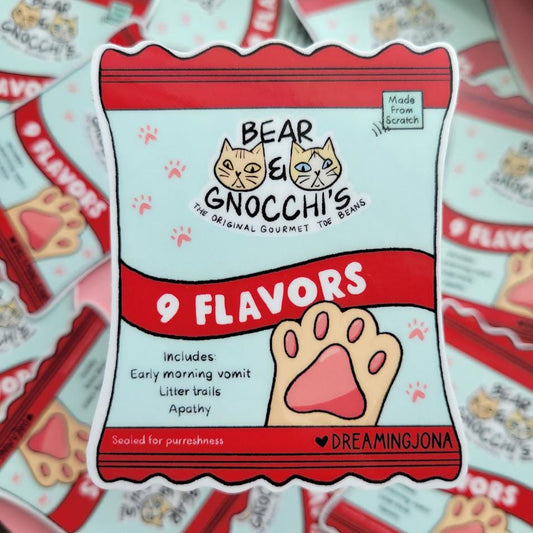 Nine Flavors of Toe Beans | Funny Cat Sticker Decal for Cat Lovers