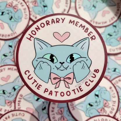 Cutie Patootie Club Cat Sticker