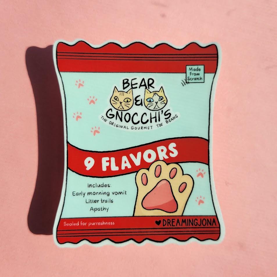 Nine Flavors of Toe Beans | Funny Cat Sticker Decal for Cat Lovers