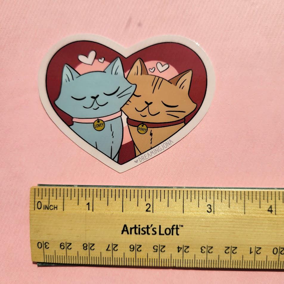 Lovey Dovey | Two Little Critters in Love | Cute Cat Sticker