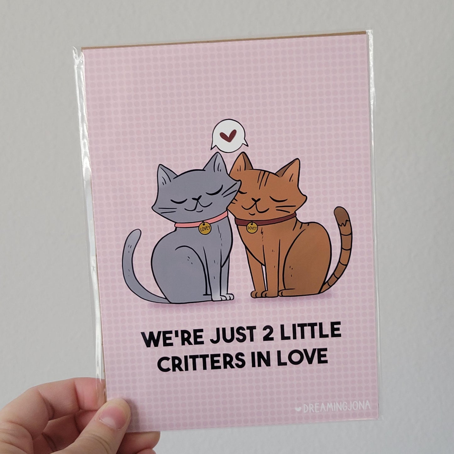 We're Just 2 Little Critters in Love Art Print | Sweet Cat Print 5 x 7