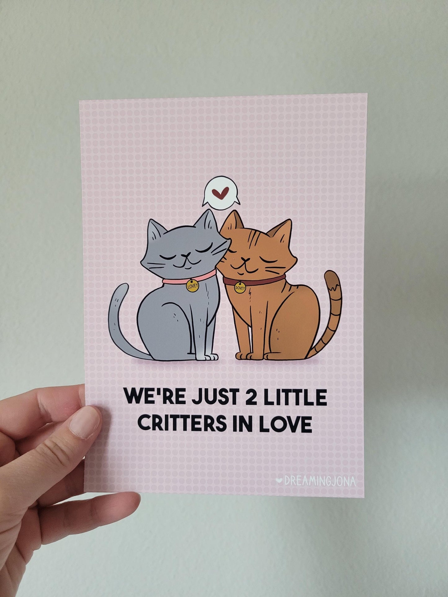 We're Just 2 Little Critters in Love Art Print | Sweet Cat Print 5 x 7