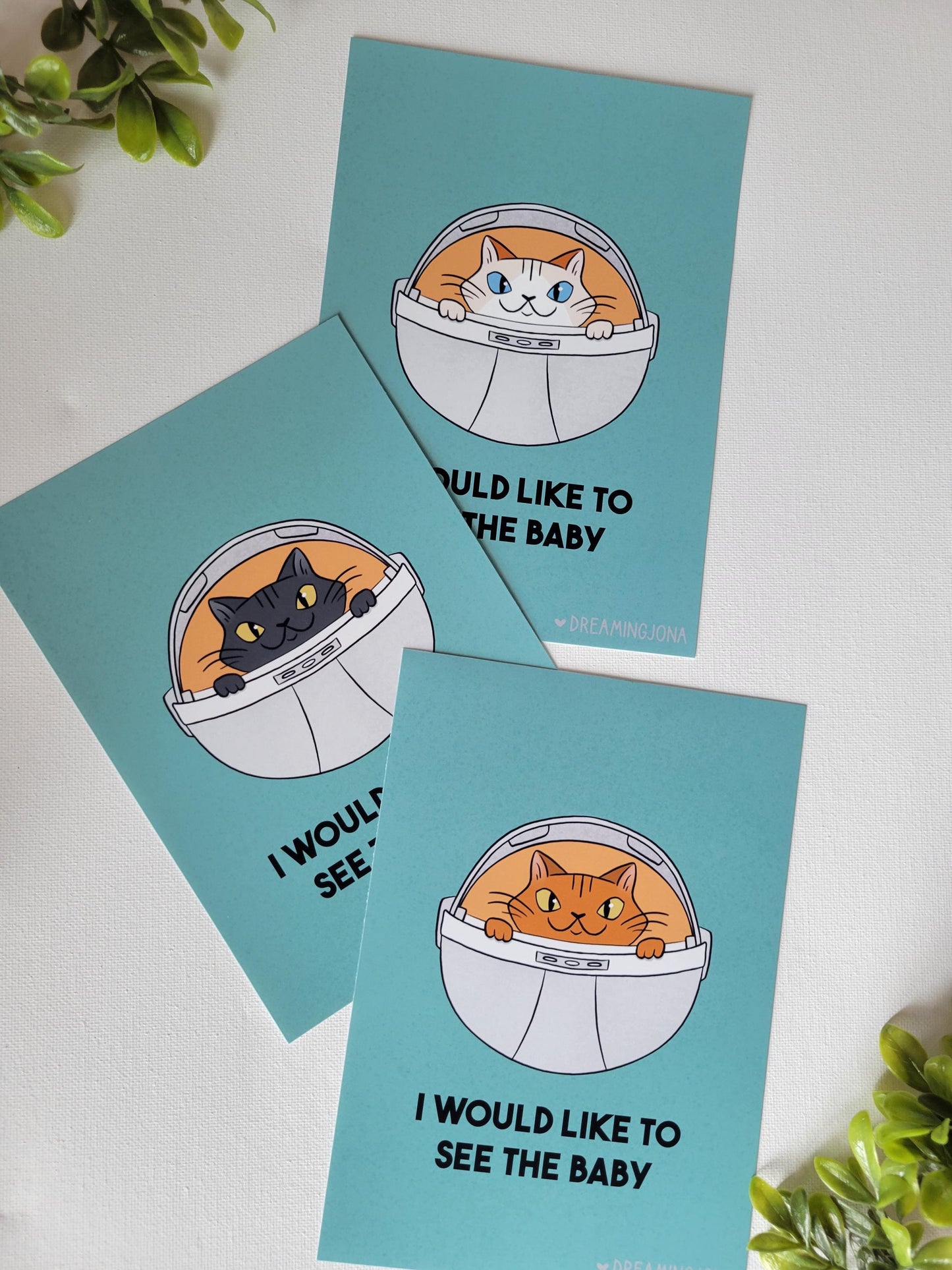 I Would Like to See the Baby | Funny Space Cat Art Print 5 x 7